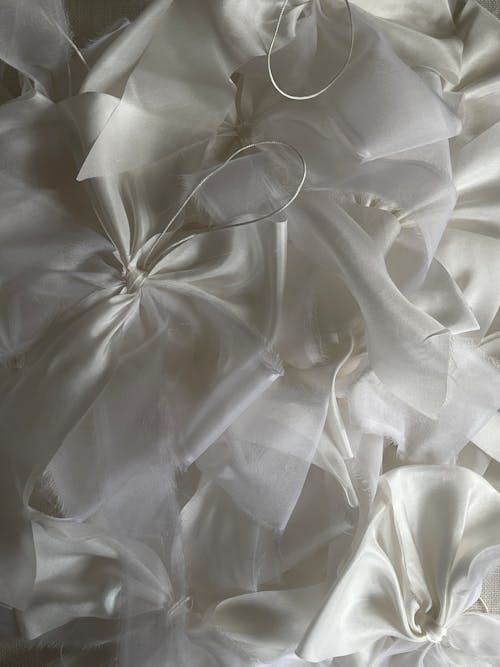 Photo of White Satin Silk Ruffles 