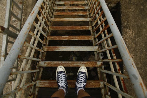 Top View Photo of Rusty Steel Stairs