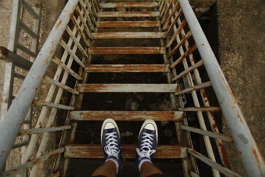 Free Top View Photo of Rusty Steel Stairs Stock Photo