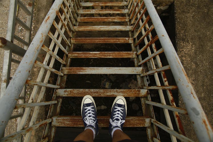 Top View Photo Of Rusty Steel Stairs