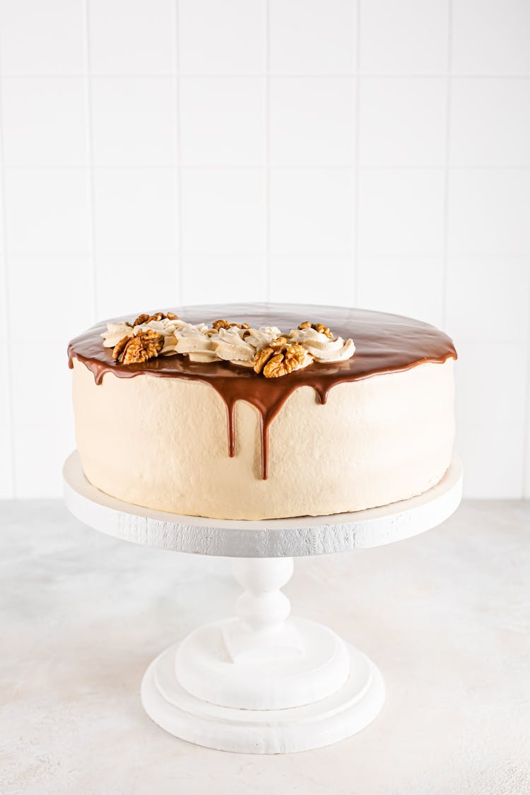 A Delicious Cake On A Cake Stand