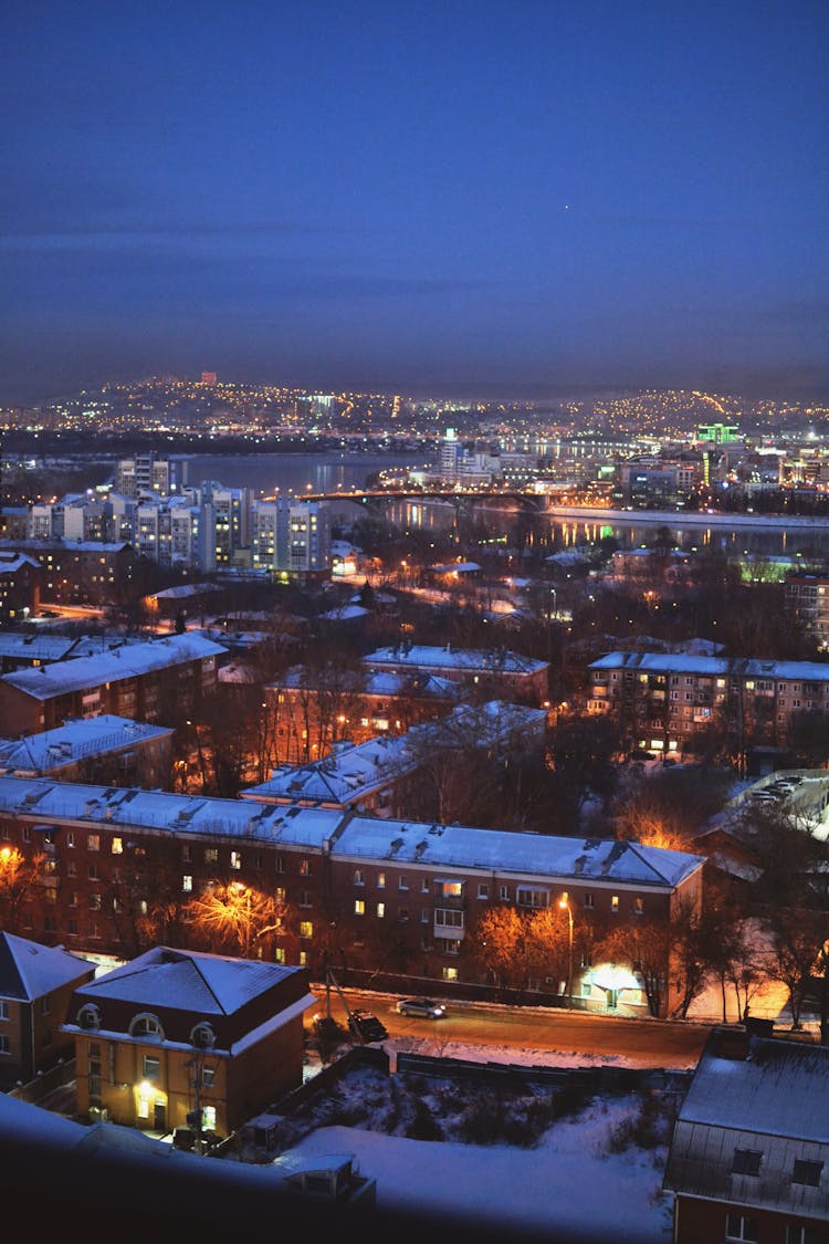 City In Winter At Night