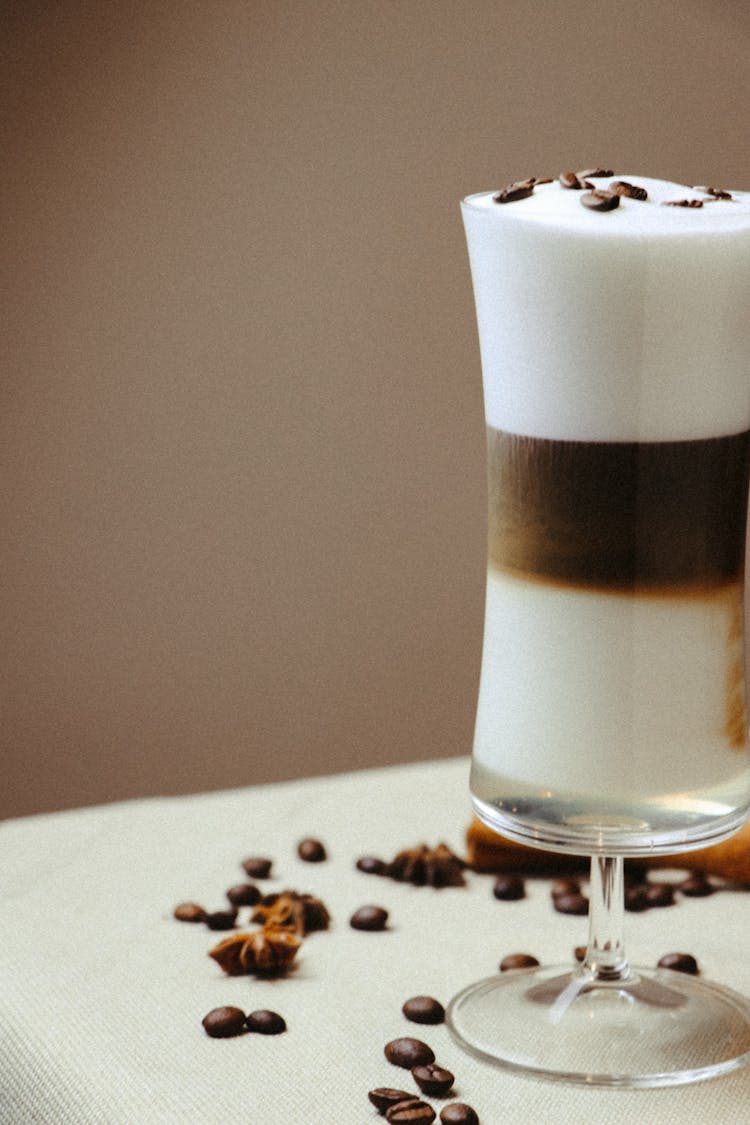 Close-up Of A Coffee With Milk 