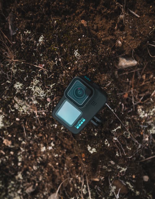 Close-up of a GoPro Camera Lying on the Ground 