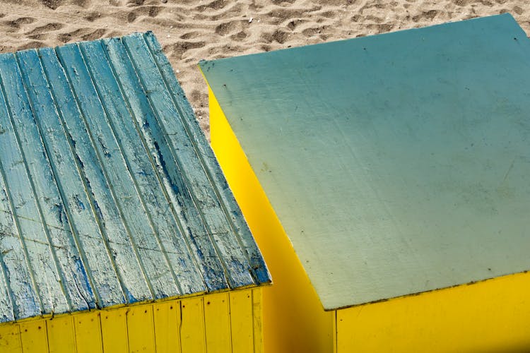 Rooftops Of Cabins On A Beach 