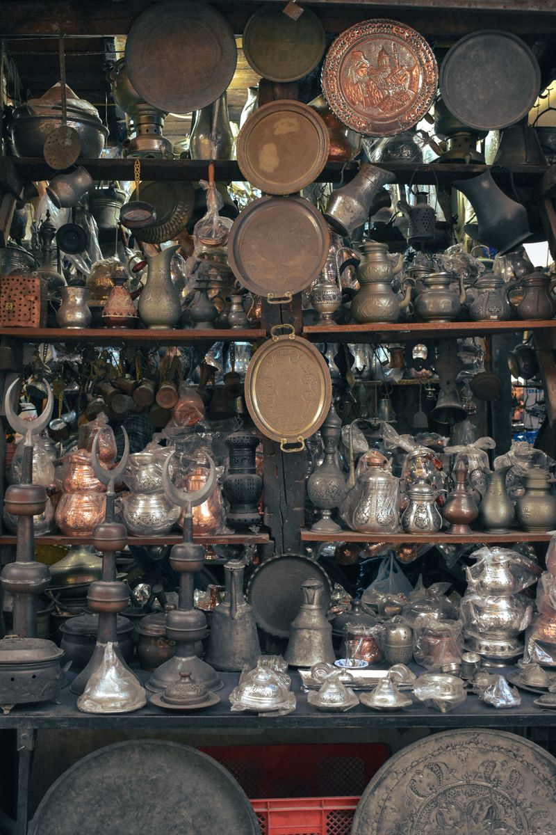 Wall of copper and silverware
