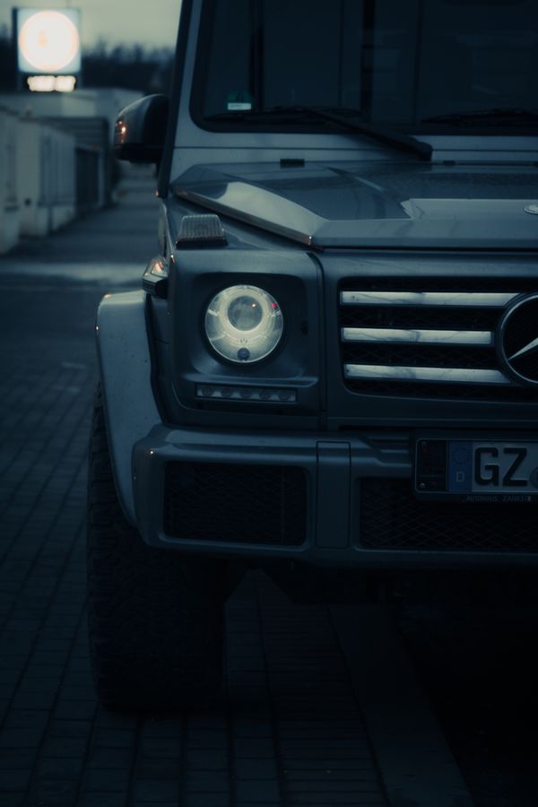 Grey SUV parked on the street