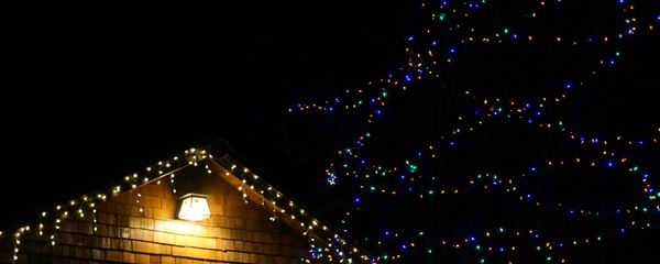 Christmas string lights on house