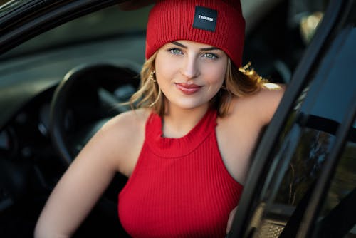 Blonde in Red Hat