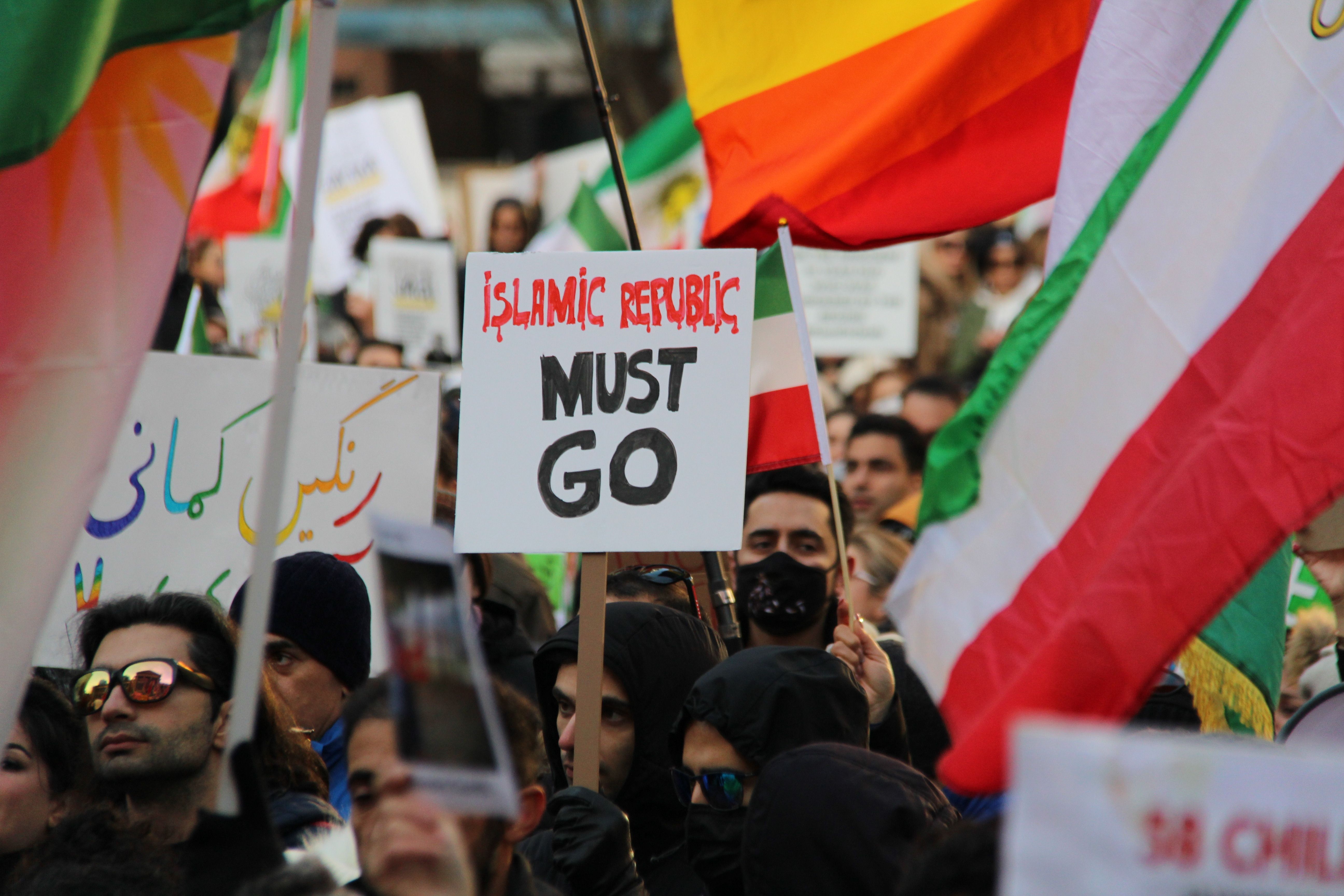 A large crowd in Vancouver protests against the Islamic Republic, demanding justice and freedom.