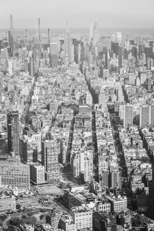 Imagine de stoc gratuită din alb-negru, centrul orașului, clădiri