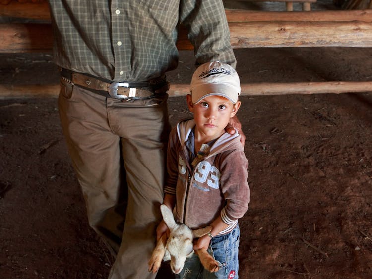 Boy Holding A Lamb