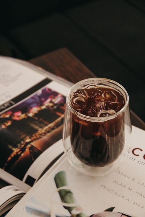 Glass of Ice Coffee on Book