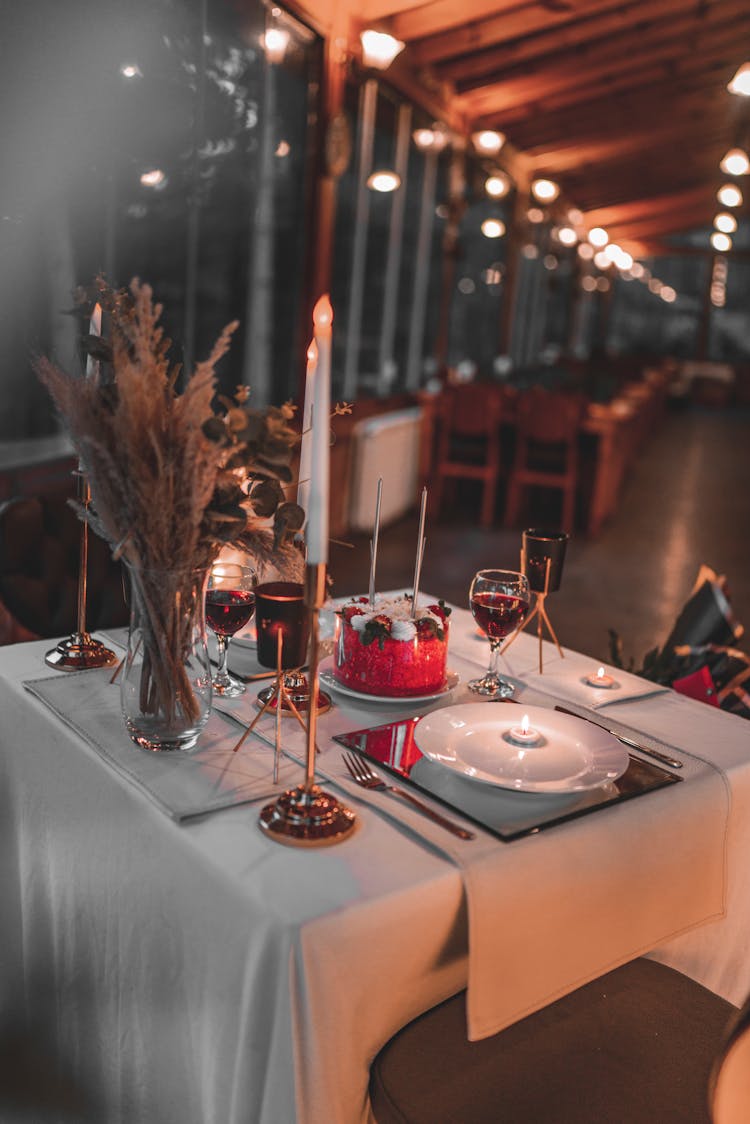 Decorated Table With Wine Glasses