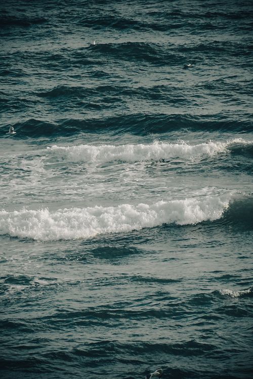 Free Dynamic seascape capturing roaring waves and splashing water, perfect for nature themes. Stock Photo