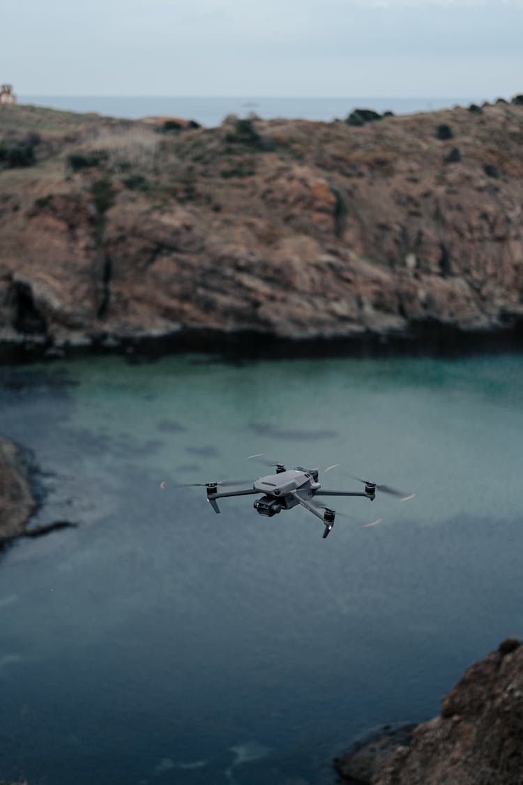 Drone Flying Over Water