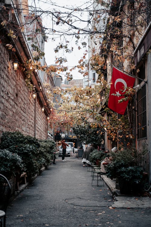 Turkish Flag Hanging in an Alley