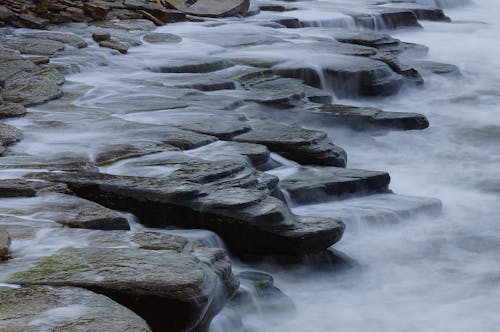 Gray Rock Formation With Fogs Wallpaper