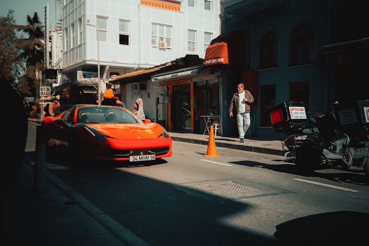 Sports Car Parked On The Road