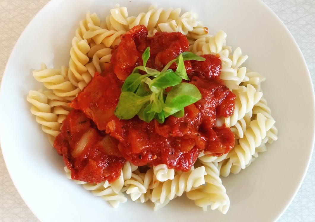 Pasta With Sauce in the Plate