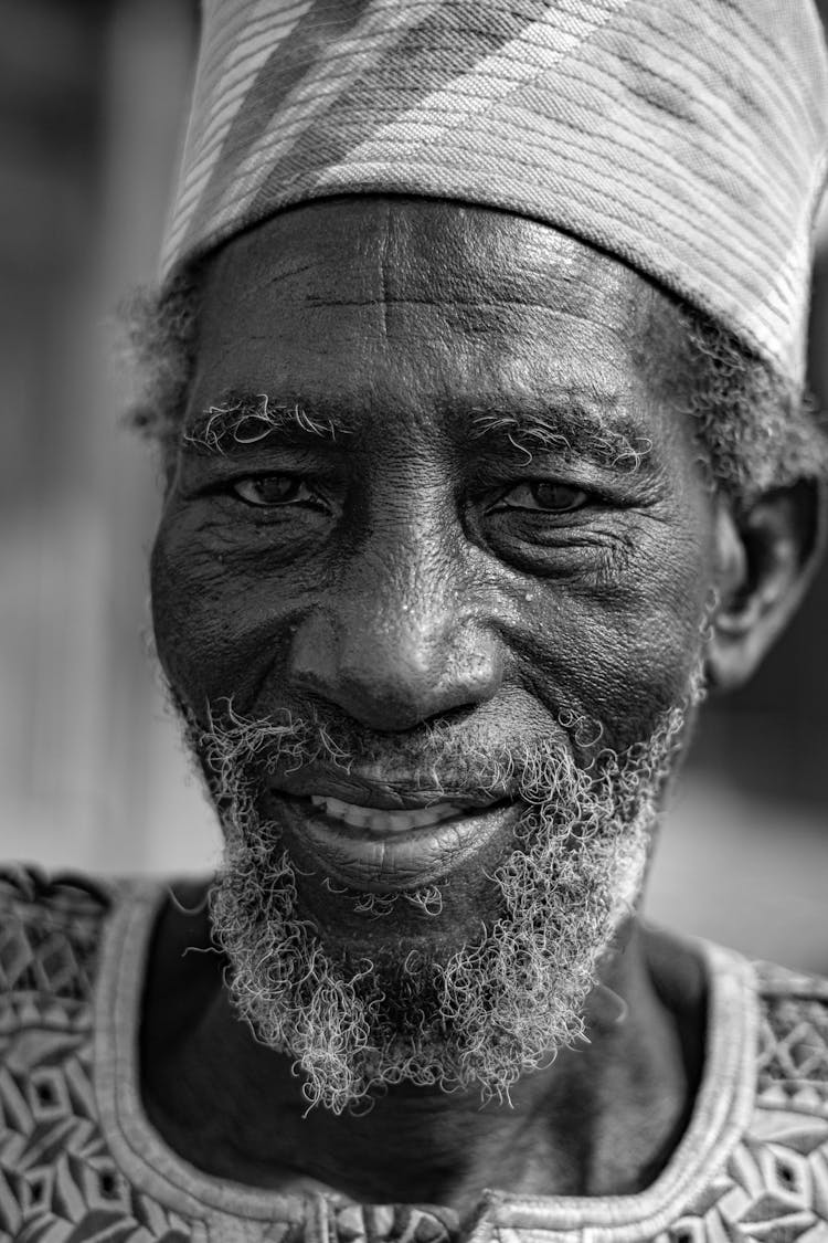 Black And White Portrait Of Smiling Man