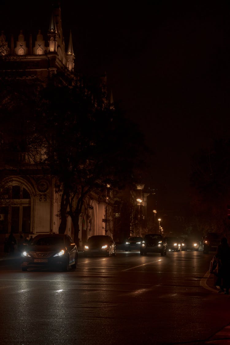 Cars On The Road At Night 