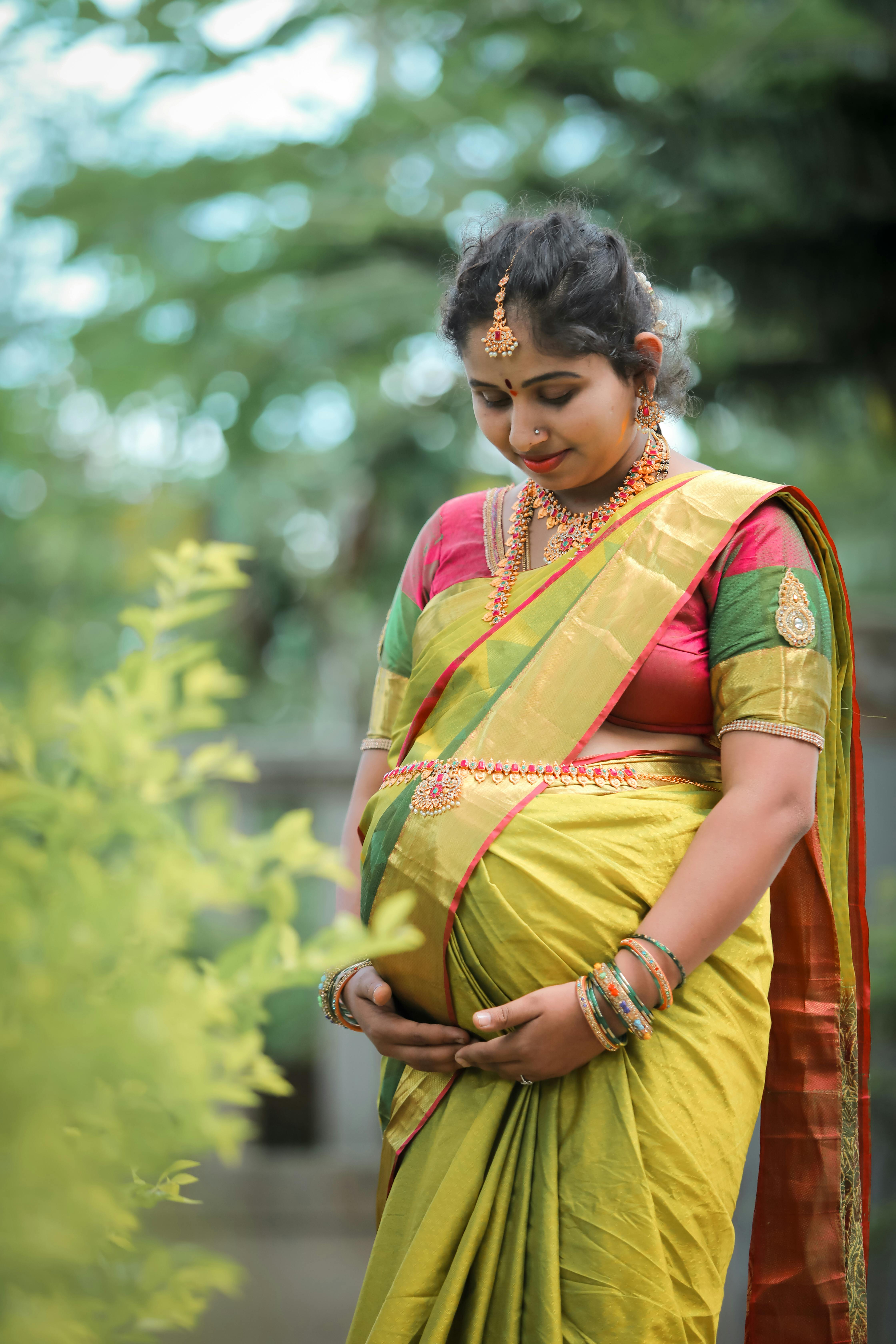 Pregnant Woman Wearing Saree · Free Stock Photo