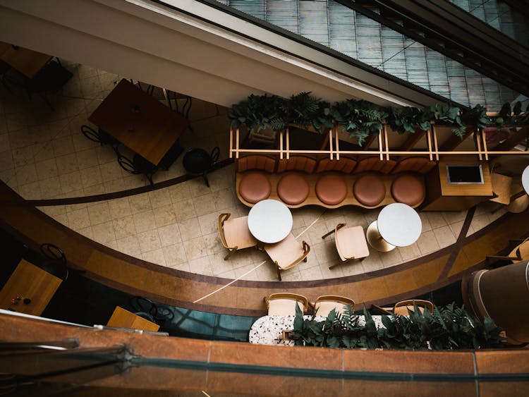 Top View Of Furniture In Cafe