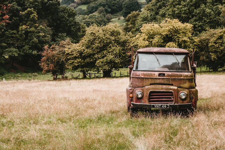 Old Truck On A Field 