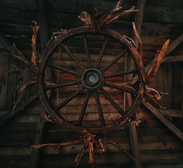 Photo Of An Old Wooden Wheel 