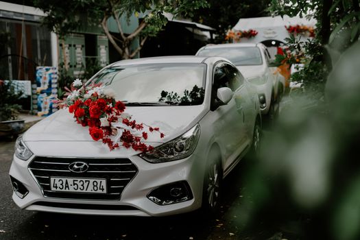 A White Bridal Car