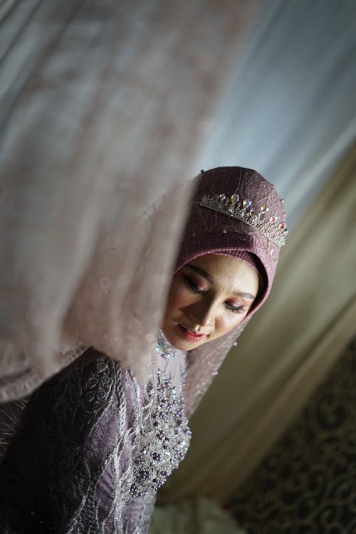 Woman in Hijab and Traditional, Wedding Clothing