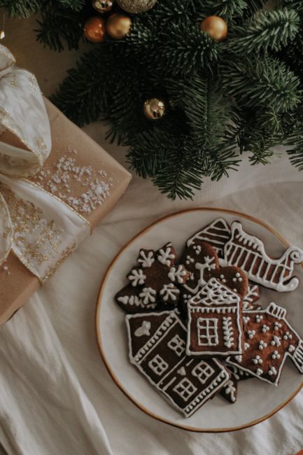 Celebrate the holidays with gingerbread cookies and festive Christmas decor.