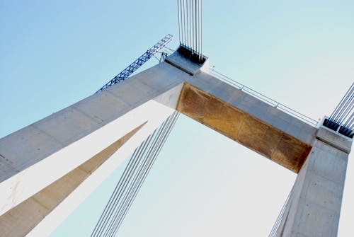 Low Angle Shot of Bridge's Concrete Beam 