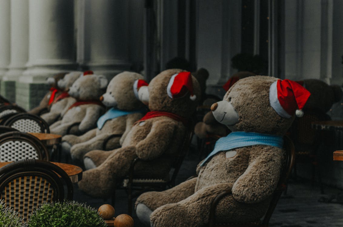 Free Teddy Bears in Chairs  Stock Photo
