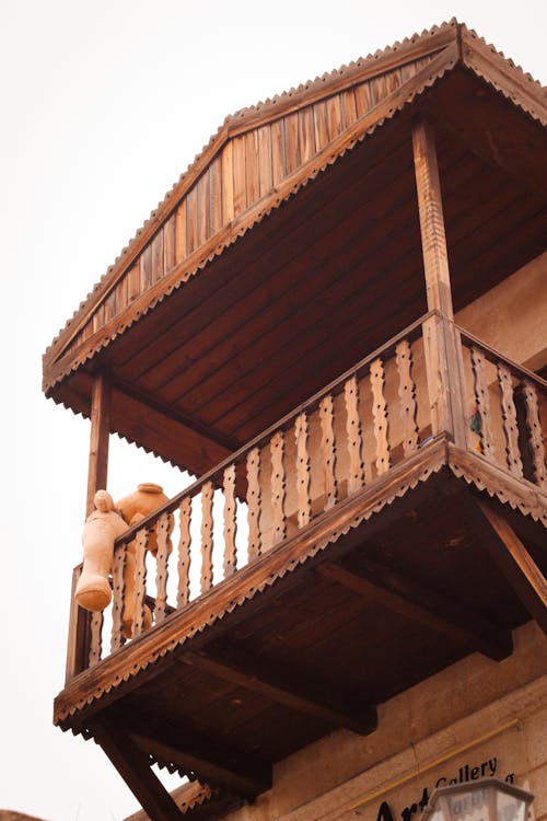 Wooden Balcony with Teddy Bear