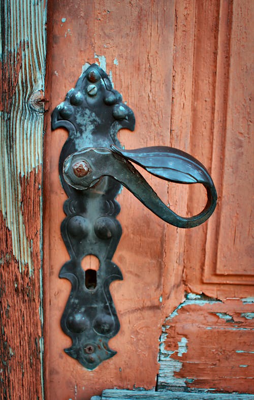 A Metal Door Handle in Close-up Photography