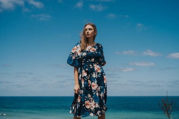 Floral midi sundress church outfit