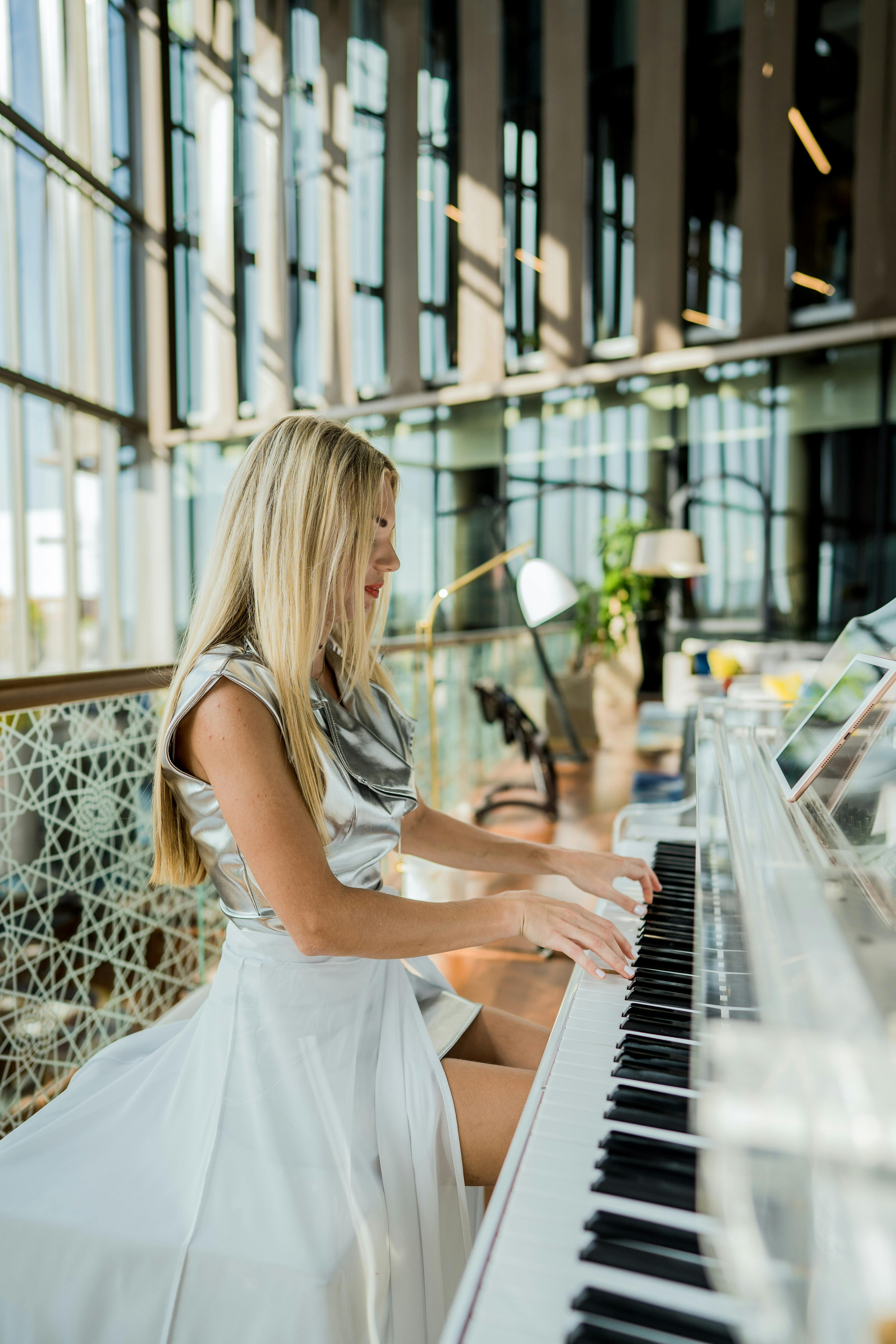 Advanced pianist playing with deep focus
