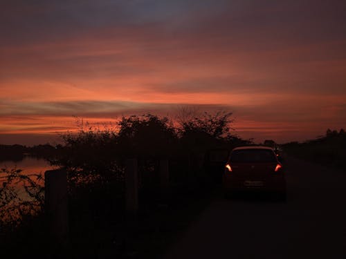 Gratis lagerfoto af appelsin, atmosfærisk aften, bil baggrund
