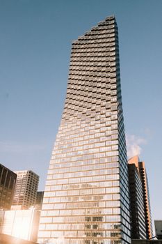 Stunning view of the iconic Telus Sky skyscraper in Calgary, Alberta.