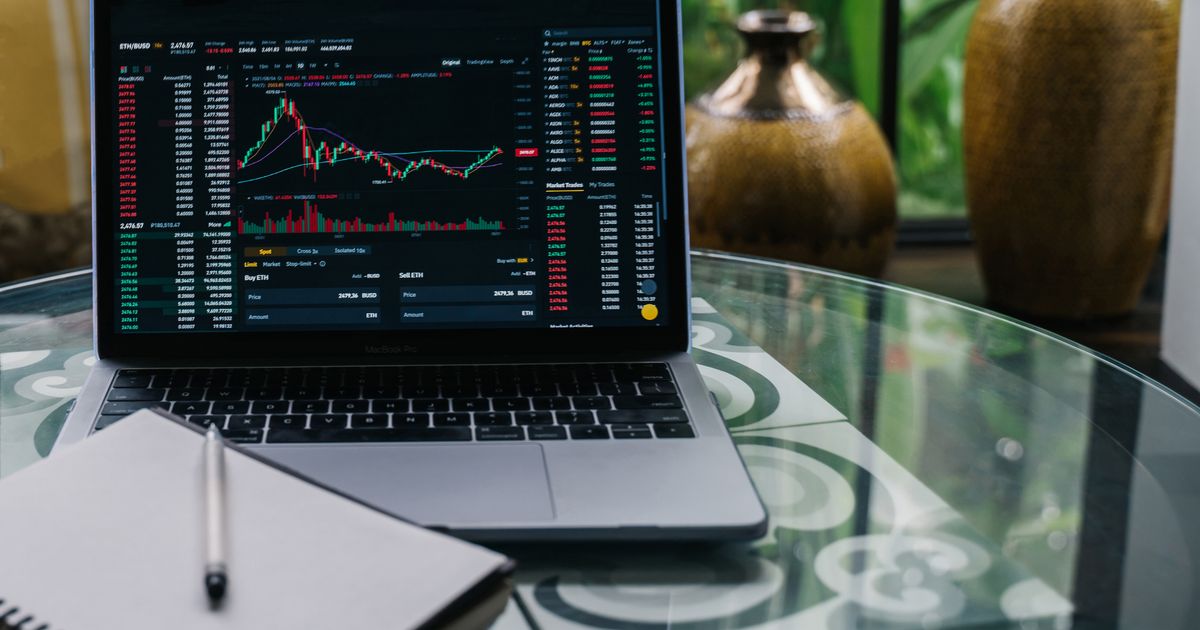 Trading charts and price data on a monitor screen showing market analysis for day trading