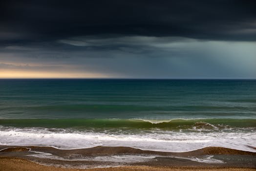 Storm clouds over the Atlantic Ocean in Mar del Plata, Argentina.
