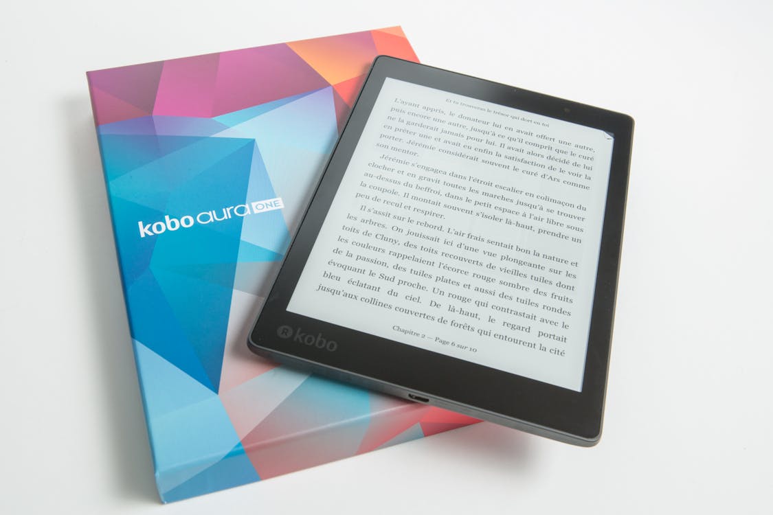 Free Black Kobo Aura One Tablet With Box Stock Photo