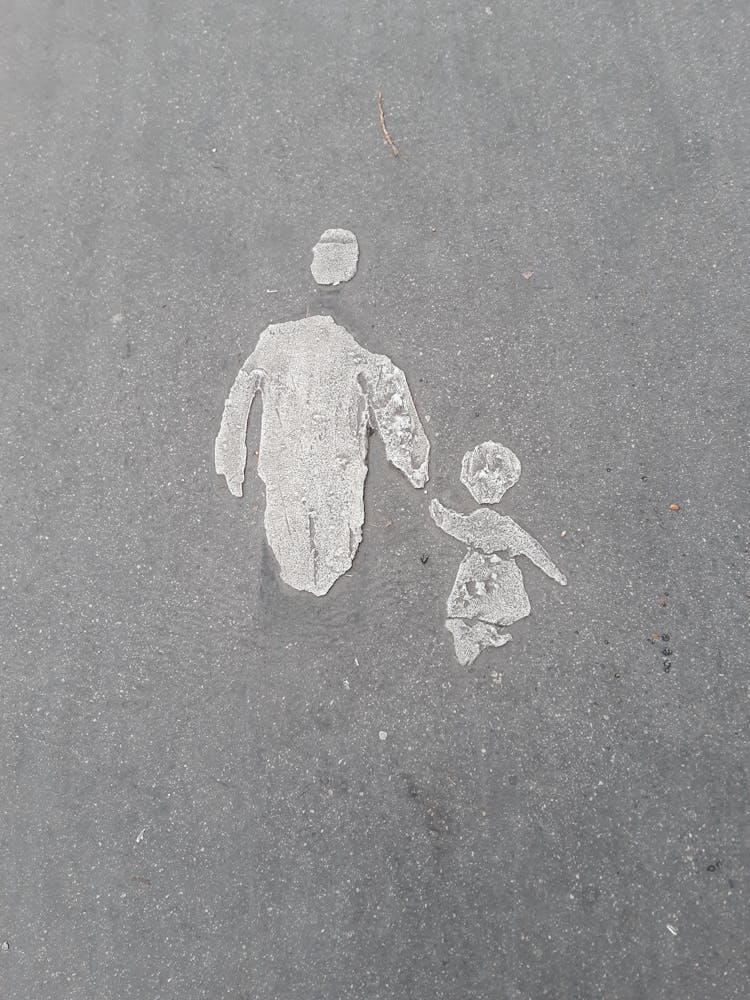 Parent And Child Marking On Asphalt