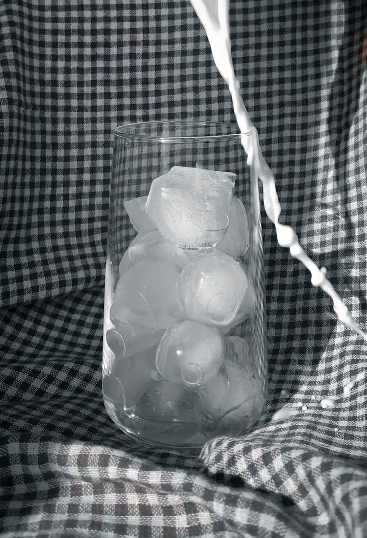 Ice Cubes On A Clear Glass 