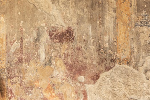Detailed close-up of a weathered wall with rich texture and natural patina.