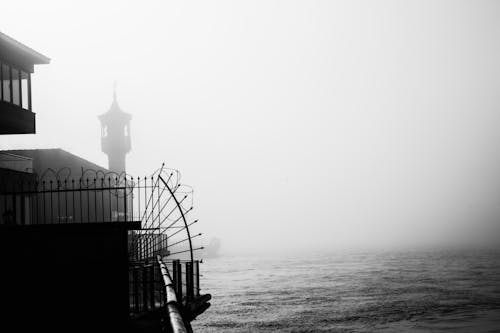 Thick Fog over the Edge of a Coastal City