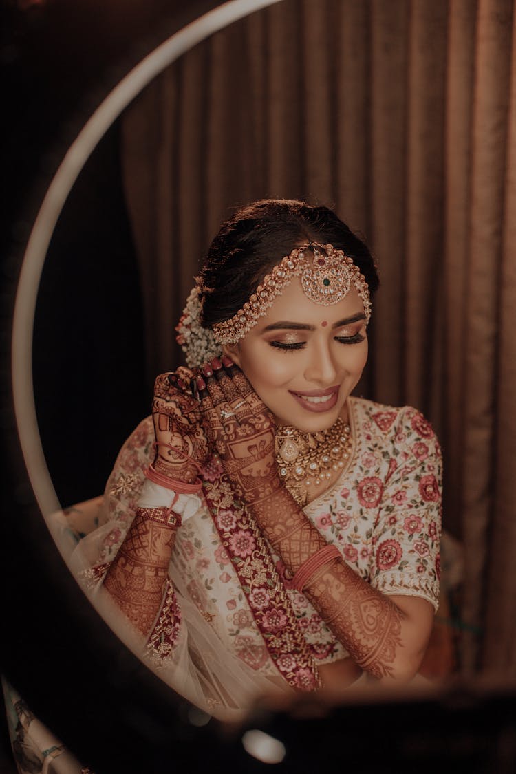 Reflection Of A Bride In A Mirror