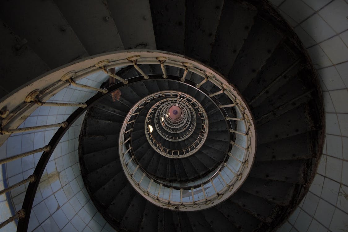 High Angle Photo of Spiral Stairs